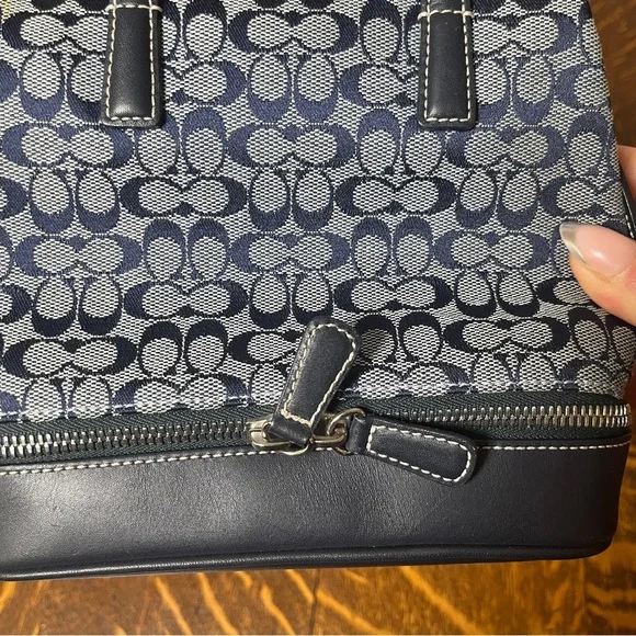 Coach Rare Y2K Early 2000’s Navy and Gray Signature Mini Top Handle Satchel